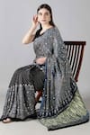 Sheeshakari_Blue Silk Sequins Printed Designer Saree With Blouse _at_Aza_Fashions