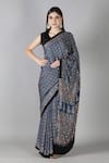 Buy_Sheeshakari_Blue Silk Embroidery Printed Designer Saree With Blouse _at_Aza_Fashions