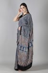 Shop_Sheeshakari_Blue Silk Embroidery Printed Designer Saree With Blouse _Online_at_Aza_Fashions