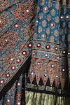 Sheeshakari_Blue Silk Sequins, Embroidery Designer Printed Saree _at_Aza_Fashions