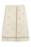 Tiber Taber_Cream Cotton Polka Dot Mundu _at_Aza_Fashions