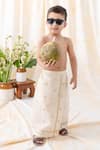 Buy_Tiber Taber_Cream Cotton Polka Dot Mundu _at_Aza_Fashions