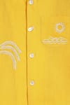 Tiber Taber_Yellow Cotton Embroidery Coconut Tree Shirt _at_Aza_Fashions