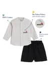 Tiber Taber_White Cotton Embroidery Baby Boy Train Set _at_Aza_Fashions