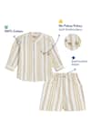 Buy_Tiber Taber_Beige Cotton Embroidery Giraffe Striped Shirt And Shorts Set _Online_at_Aza_Fashions