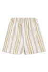 Buy_Tiber Taber_Beige Cotton Embroidery Giraffe Striped Shirt And Shorts Set 