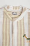 Tiber Taber_Beige Cotton Embroidery Giraffe Striped Shirt And Shorts Set _Online