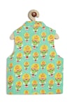 Shop_Tiber Taber_Green Cotton Kathakali Print Boys Bundi Jacket _at_Aza_Fashions