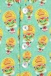 Tiber Taber_Green Cotton Kathakali Print Boys Bundi Jacket _at_Aza_Fashions