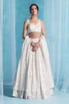 Buy_LASHKARAA_Off White Georgette Embroidery Scoop Neck Classic Lehenga Set _at_Aza_Fashions
