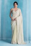 Buy_LASHKARAA_Green Georgette Sequins, Embroidery V-neck Soft Designer Saree Set _at_Aza_Fashions