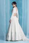 LASHKARAA_Off White Georgette Sequins, Embroidery V-neck Classic Lehenga Set _Online_at_Aza_Fashions