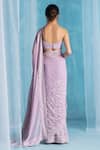 LASHKARAA_Pink Georgette Sequins, Embroidery Sweetheart Neck Designer Dusty Saree Set _Online_at_Aza_Fashions