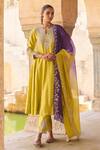 Buy_Vinita Bhansali_Green Silk Embroidery Keyhole Neck Rangrez Anarkali Set _at_Aza_Fashions