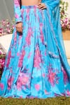Shop_LASHKARAA_Blue Silk Embroidery Round Neck Light Floral Printed Lehenga Set _Online_at_Aza_Fashions
