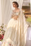 Buy_LASHKARAA_Ivory Silk Embroidery Scoop Neck Floral Classic Lehenga Set _Online_at_Aza_Fashions