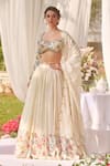 Buy_LASHKARAA_Ivory Silk Embroidery Scoop Neck Floral Classic Lehenga Set _at_Aza_Fashions