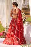 LASHKARAA_Red Organza Sequins, Embroidery Round Neck Printed Lehenga Set _Online_at_Aza_Fashions