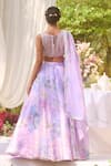 LASHKARAA_Lavender Organza Embroidery, Beads Round Neck Printed Classic Lehenga Set _Online_at_Aza_Fashions
