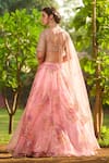 LASHKARAA_Pink Net, Organza, Satin Sequins, Embroidery Round Neck Light Lehenga Set _Online_at_Aza_Fashions