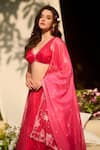 Buy_LASHKARAA_Pink Net, Organza Sequins, Embroidery Round Neck Hot Classic Lehenga Set _Online_at_Aza_Fashions