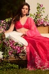 Shop_LASHKARAA_Pink Net, Organza Sequins, Embroidery Round Neck Hot Classic Lehenga Set _Online_at_Aza_Fashions