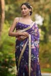 Buy_LASHKARAA_Purple Chiffon, Satin Sequins Round Neck Floral Saree Set _Online_at_Aza_Fashions