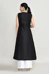 Abbaran_Black Rayon Embroidery Round Neck Asymmetrical Tunic _Online_at_Aza_Fashions