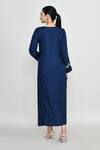 Shop_Abbaran_Blue Rayon Embroidery Round Neck Tunic _at_Aza_Fashions