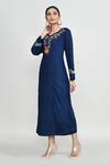 Shop_Abbaran_Blue Rayon Embroidery Round Neck Tunic _Online_at_Aza_Fashions