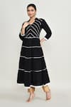 Buy_Abbaran_Black Rayon Embroidery V-neck Long Kurti _at_Aza_Fashions