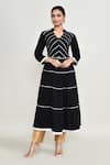 Shop_Abbaran_Black Rayon Embroidery V-neck Long Kurti _Online_at_Aza_Fashions