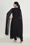 Abbaran_Black Rayon Embroidery Collared Long Tunic _Online_at_Aza_Fashions