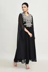 Buy_Abbaran_Black Rayon Embroidery Collared Long Tunic _Online_at_Aza_Fashions