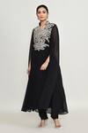 Shop_Abbaran_Black Rayon Embroidery Collared Long Tunic _Online_at_Aza_Fashions