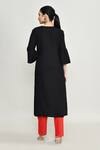 Abbaran_Black Rayon Embroidery Round Neck Tunic With Bell Sleeves _Online_at_Aza_Fashions