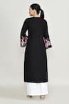Abbaran_Black Rayon Embroidery Round Neck Long Tunic _Online_at_Aza_Fashions