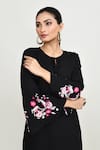 Shop_Abbaran_Black Rayon Embroidery Round Neck Long Tunic 