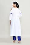 Abbaran_White Rayon Embroidery Round Neck Cold Shoulder Kurta _Online_at_Aza_Fashions