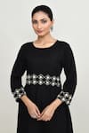 Abbaran_Black Rayon Embroidery Round Neck Long Tunic _at_Aza_Fashions