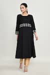 Buy_Abbaran_Black Rayon Embroidery Round Neck Long Tunic _at_Aza_Fashions