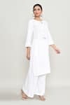 Buy_Abbaran_White Rayon Embroidery Round Neck Tunic _Online_at_Aza_Fashions