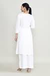 Abbaran_White Rayon Embroidery Round Neck Tunic _Online_at_Aza_Fashions