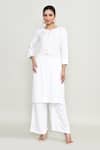 Shop_Abbaran_White Rayon Embroidery Round Neck Tunic _Online_at_Aza_Fashions
