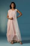 Buy_Two Sisters By Gyans_Pink Crepe Round Neck Jacket And Kurta Set _at_Aza_Fashions