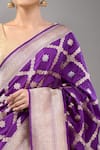 Buy_Mint N Oranges_Purple Brocade, Silk Embroidery Banarasi Saree With Blouse _Online_at_Aza_Fashions