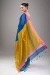 Shop_Mint N Oranges_Blue Chanderi Handwoven Saree Set _at_Aza_Fashions