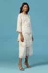 Shop_Two Sisters By Gyans_Ivory Chanderi Cotton Sequins Round Neck Kurta Pant Set 