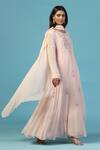 Buy_Two Sisters By Gyans_Pink Georgette Beads, Applique Round Neck Embroidered Anarkali Set 