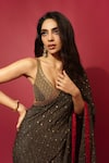 Buy_RI.Ritu Kumar_Black Silk, Viscose Embroidery Sweetheart Sohini Saree With Sleeveless Blouse _at_Aza_Fashions